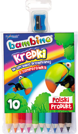 Bambino Kredki Drewniane 10 Kolorów z Temperówką