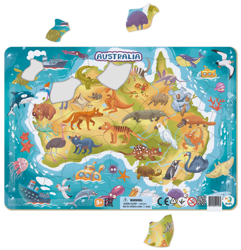 DODO Puzzle Ramkowe Mapa Australia 53 el. dla Dzieci 5+