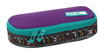PASO Piórnik Saszetka z organizerem 18-013CP Fioletowy Zyg Zag