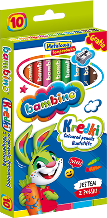 Bambino Kredki Drewniane 10 Kolorów z Temperówką