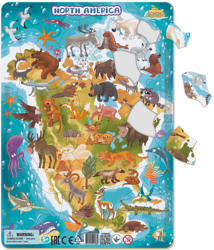 DODO Puzzle Ramkowe Mapa Ameryka Północna 53 el. dla Dzieci 5+