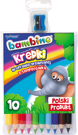 Bambino Kredki Drewniane 10 Kolorów z Temperówką