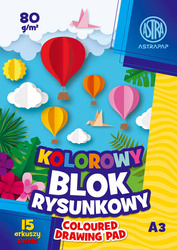 ASTRA Blok kolorowy barwiony w masie A3 80g 15 ark