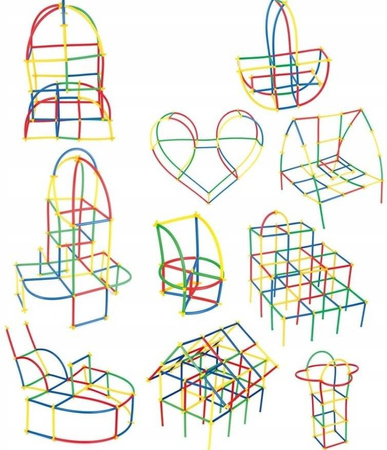 Słomki Klocki Konstrukcyjne 110 el Patyczki Rurki