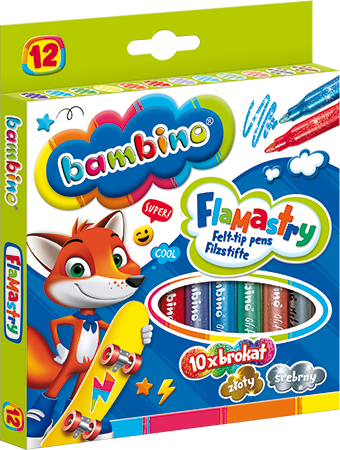 Flamastry Brokatowe 12 Kolorów Bambino