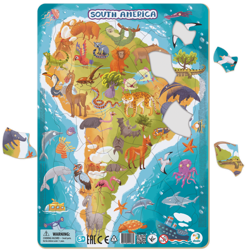 DODO Puzzle Ramkowe Mapa Ameryka Południowa 53 el. dla Dzieci 5+