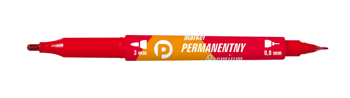 Marker pernamentny dwustronny czerwony Tetis