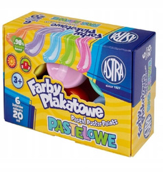 Farby plakatowe 6-kol. 20ml pastelowe Astra