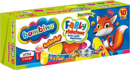 Bambino Farby Plakatowe Extra 10 Kolorów 20ml