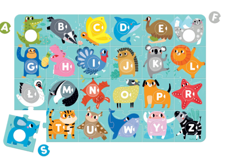 CzuCzu Duże Puzzle z Dziurką Alfabet Zwierzęta 48