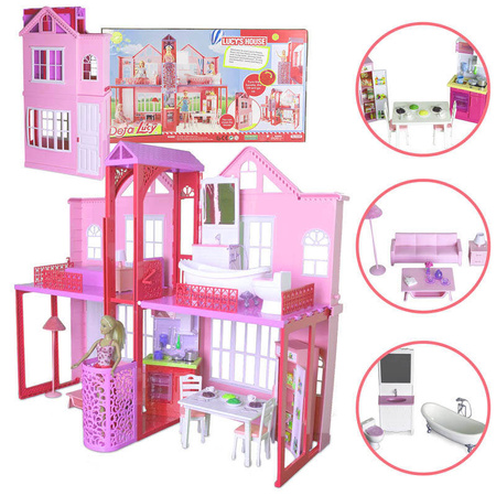 Duży Domek dla lalek z akcesoriami + Lalka + Winda