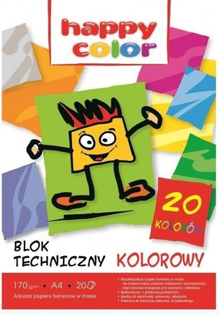 HAPPY COLOR Blok techniczny kolor A4/20K 170g/m2