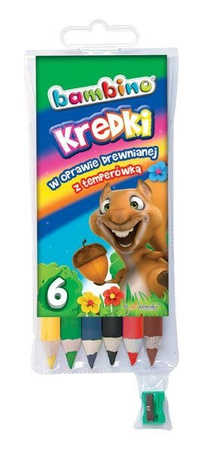 Bambino Kredki 6 Kolorów w Drewnie + Temperówka