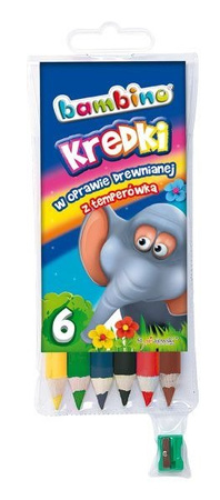 Bambino Kredki 6 Kolorów w Drewnie + Temperówka