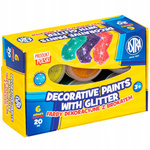 Astra Farby dekoracyjne z brokatem 6 kol x 20 ml