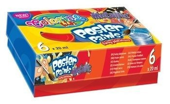 Farby plakatowe 6 kolorów 20 ml Metallic Colorino Kids