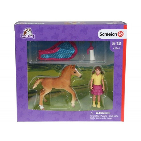 Schleich 42361 - Źrebię z Kocem i Opiekunką
