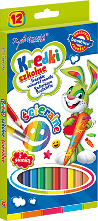 Kredki Ołówkowe Ścieralne 12 Kolorów Bambino