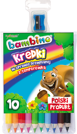 Bambino Kredki Drewniane 10 Kolorów z Temperówką