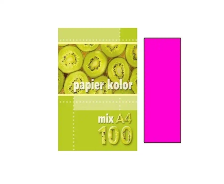 Papier kolorowy A4 80 g/m2 różowy fluo 100 arkuszy