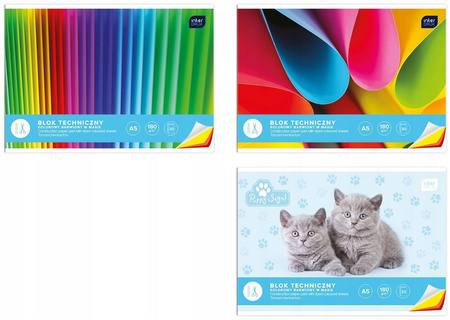 INTERDRUK Blok techniczny kolorowy 180g A5/20
