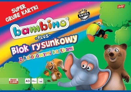 Blok Rysunkowy A3 Kolorowy 16 Kartek Bambino PLUS
