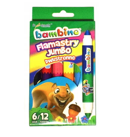 Flamastry 12 Kolorów 6 Sztuk Dwustronne Jumbo