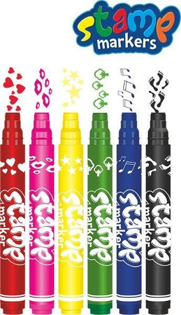 Colorino Flamastry dwustronne z pieczątkami 6 kol