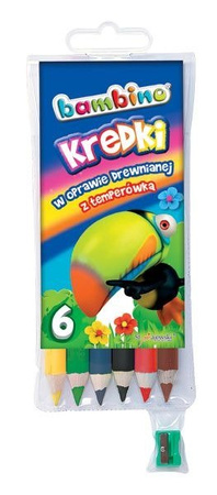 Bambino Kredki 6 Kolorów w Drewnie + Temperówka