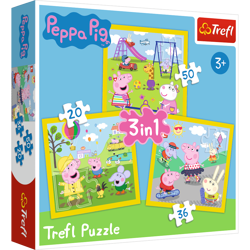 TREFL Puzzle 3w1 Świnka Peppa Wesoły dzień Peppy