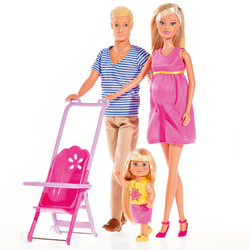 Lalka Steffi z Rodziną z Wózkiem i Akcesoriami