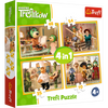 Trefl Duopak Puzzle 4w1 + Chińczyk Trefliki Rodzina Treflików