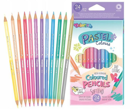 Colorino Kredki ołówkowe okrągłe dwukolorowe 12/24 kolory pastelowe