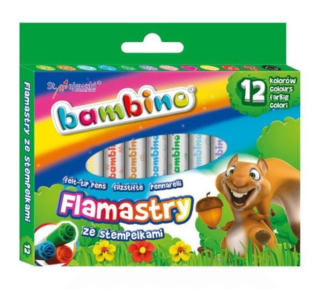 Flamastry ze Stempelkami 12 Kolorów Bambino
