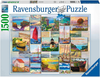 Ravensburger Puzzle 1500 el Kolaż nadmorski Łodzie