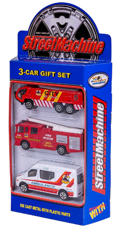 Metalowe Pojazdy Ratunkowe 3 szt Straż Pożarna
