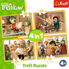 Trefl Duopak Puzzle 4w1 + Chińczyk Trefliki Rodzina Treflików