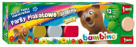 Farby Plakatowe 12 + 1 Kolorów 20 ml Bambino