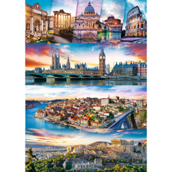 4 x Puzzle 500 el Panorama Włochy Porto Londyn Ateny