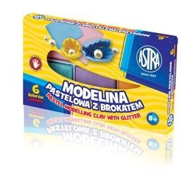 Astra Modelina Pastelowa Brokatowa 6 Kolorów