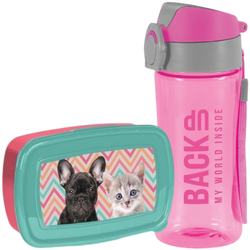 Zestaw Bidon na Wodę + Śniadaniówka Kotek Piesek