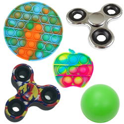 5 x Zabawka Sensoryczna Antystresowa Fidget Toys Pop It, dwa spinnery: szary i kolorowy