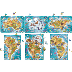DODO 6 x Puzzle Ramkowe Mapy 53 el. dla Dzieci 5+