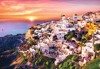 Puzzle 1000 el. Zachód Słońca nad Santorini TREFL